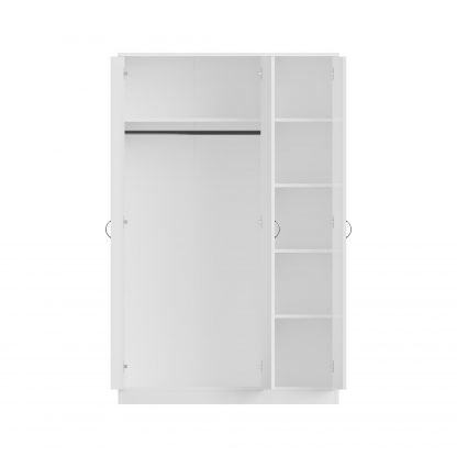 FWStyle Chilton 3 Door Wardrobe With Mirror - White Gloss Front - Image 3