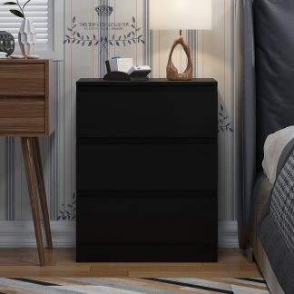 FWStyle Carlton 3 Drawer Chest Of Drawers - Matt Black