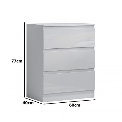 FWStyle Carlton 3 Drawer Chest Of Drawers - White Gloss Front - Image 2