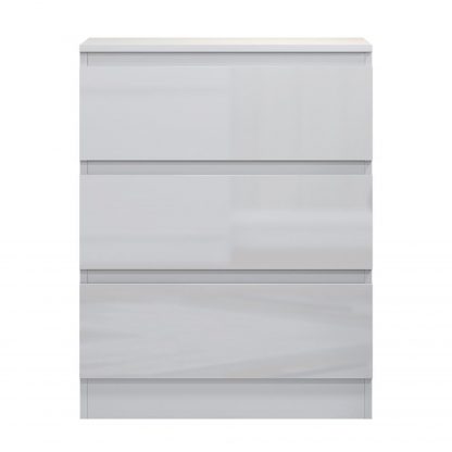 FWStyle Carlton 3 Drawer Chest Of Drawers - White Gloss Front - Image 3