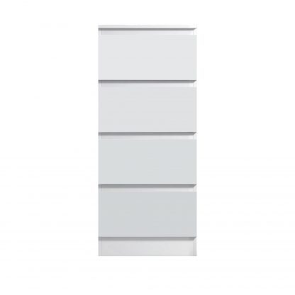 FWStyle Carlton 4 Drawer Slim Tallboy Chest of Drawers Matt White - Image 3