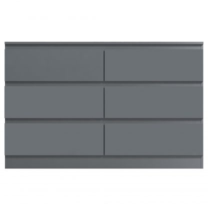 FWStyle Carlton 6 Drawer Wide 3+3 Chest of Drawers - Matt Dark Grey - Image 3
