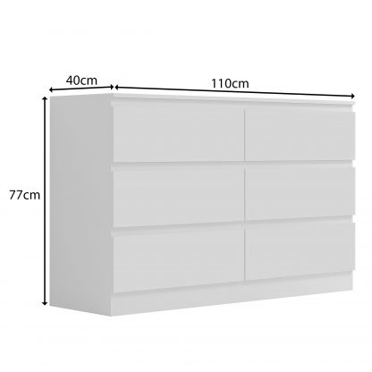 FWStyle Carlton 6 Drawer Wide 3+3 Chest Of Drawers - Matt White - Image 7