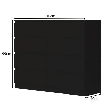 FWStyle Carlton 8 Drawer Wide 4+4 Chest Of Drawers - Matt Black - Image 2