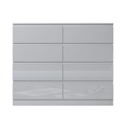 FWStyle Carlton 8 Drawer Wide 4+4 Chest Of Drawers - White Gloss Front - Image 2