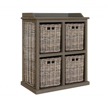 Maya Handmade Kubu Rattan 2 Over 2 Basket Storage Unit - Image 3