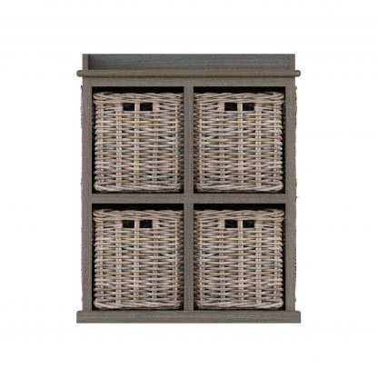 Maya Handmade Kubu Rattan 2 Over 2 Basket Storage Unit - Image 4