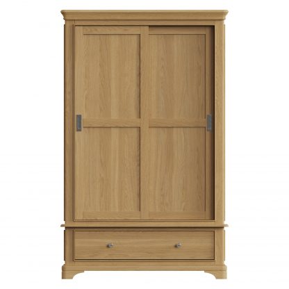 Faire 120cm Sliding Combination Wardrobe in Natural Oak with Oak Top - Image 4