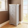 Faire 5 Drawer Tallboy Chest Of Drawers in Dove Grey with Oak Top - Image 9