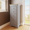 Faire 5 Drawer Tallboy Chest Of Drawers in Dove Grey with Oak Top - Image 8