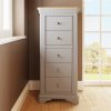 Faire 5 Drawer Tallboy Chest Of Drawers in Dove Grey with Oak Top