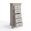 Faire 5 Drawer Tallboy Chest Of Drawers in Dove Grey with Oak Top - Image 4