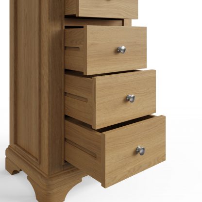 Faire 5 Drawer Tallboy Chest Of Drawers in Natural Oak with Oak Top - Image 7