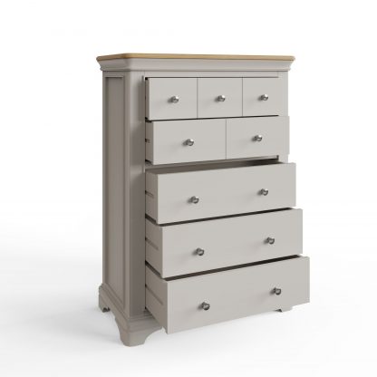 Faire 8 Drawer Chest Of Drawers in Dove Grey with Oak Top - Image 3