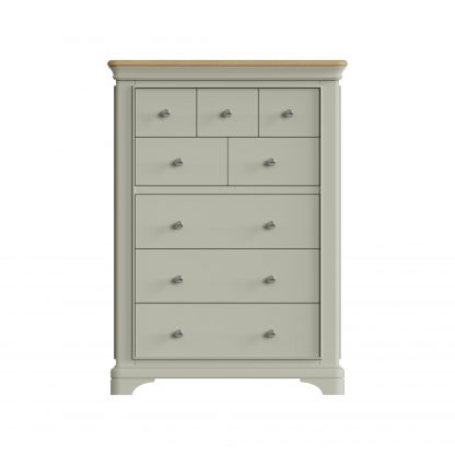 Faire 8 Drawer Chest Of Drawers in Sage Green with Oak Top - Image 4