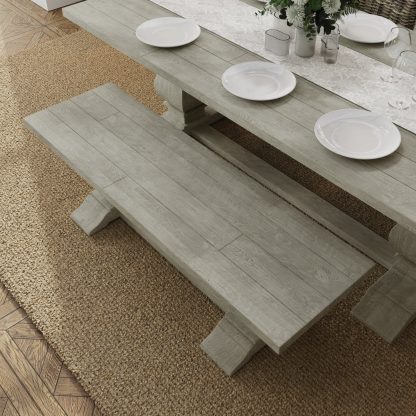 Bowood 1.5m Dining Bench Solid Reclaimed Limewashed Pine - Image 2