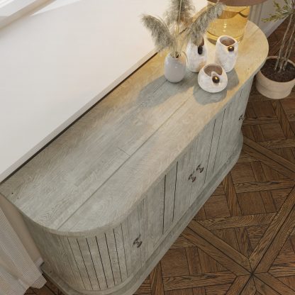Bowood 4 Door Large Sideboard Solid Reclaimed Limewashed Pine - Image 3