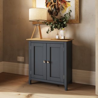 Taberno Oak 2 Door Compact Sideboard Graphite Blue