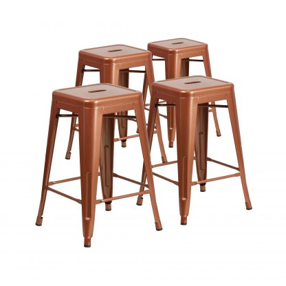 Kai 24" Industrial Style Bar Stool Copper - Set of 4 - Modern Metal Counter Height - Image 7