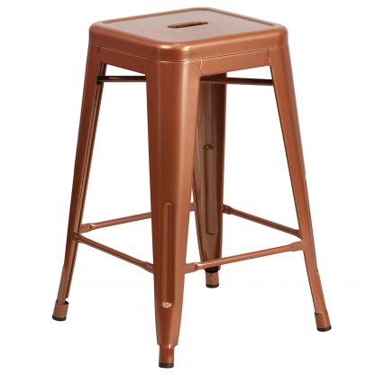 Kai 24" Industrial Style Bar Stool Copper - Set of 4 - Modern Metal Counter Height - Image 6