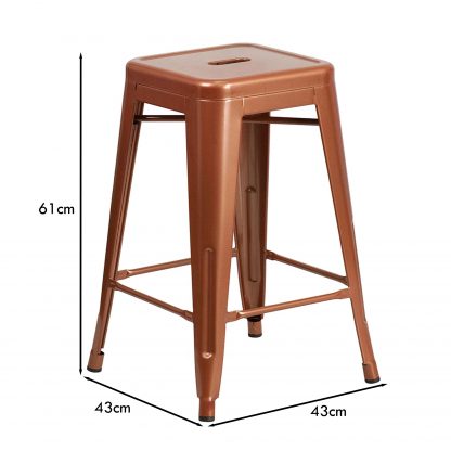 Kai 24" Industrial Style Bar Stool Copper - Set of 4 - Modern Metal Counter Height - Image 5