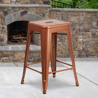 Kai 24" Industrial Style Bar Stool Copper - Set of 4 - Modern Metal Counter Height
