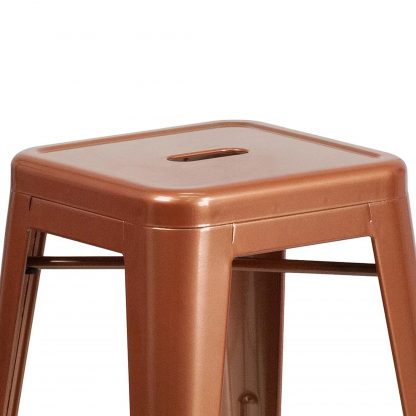 Kai 24" Industrial Style Bar Stool Copper - Set of 4 - Modern Metal Counter Height - Image 3