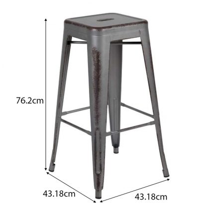 Kai 30" Industrial Style Bar Stool, Silver Grey - Set of 4 - Modern Metal Bar Height - Image 2