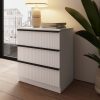 FWStyle Lania Ripple Ridged 3 Drawer Chest Of Drawers Matt White - Image 3
