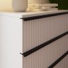 FWStyle Lania Ripple Ridged 3 Drawer Chest Of Drawers Matt White - Image 4