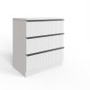 FWStyle Lania Ripple Ridged 3 Drawer Chest Of Drawers Matt White - Image 6