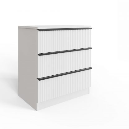 FWStyle Lania Ripple Ridged 3 Drawer Chest Of Drawers Matt White - Image 6