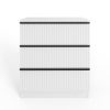 FWStyle Lania Ripple Ridged 3 Drawer Chest Of Drawers Matt White - Image 5