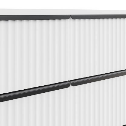FWStyle Lania Ripple Ridged 8 Drawer Chest Of Drawers Matt White - Image 7