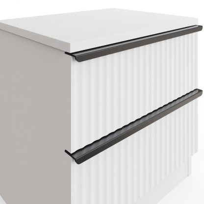 FWStyle Lania Ripple Ridged 2 Drawer Bedside Table Nightstand Matt White - Image 7
