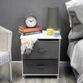 FWStyle Lotte Modern 2 Drawer Bedside Cabinet Grey
