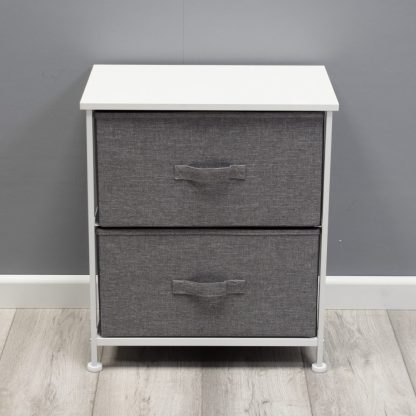 FWStyle Lotte Modern 2 Drawer Bedside Cabinet Grey - Image 3