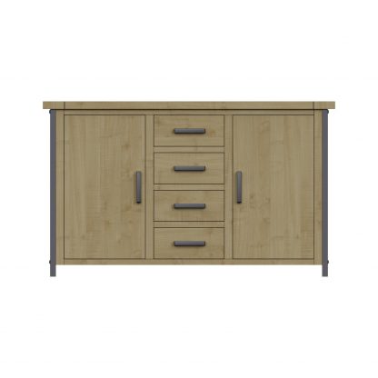 Lowry 2 Door 4 Drawer Large Sideboard Driftwood Lacquered Solid Reclaimed Pine - Image 3