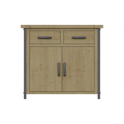 Lowry 2 Door 2 Drawer Compact Sideboard Driftwood Lacquered Solid Reclaimed Pine - Image 6