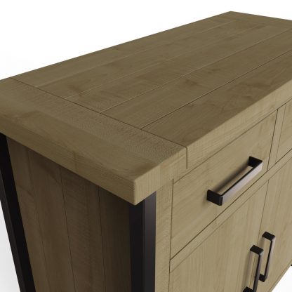 Lowry 2 Door 2 Drawer Compact Sideboard Driftwood Lacquered Solid Reclaimed Pine - Image 9