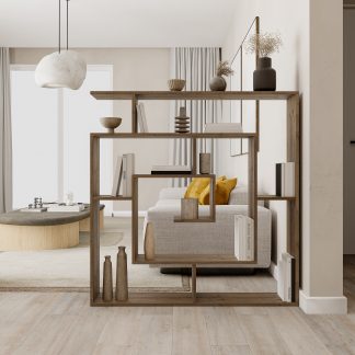 Labirent Modern Bookcase Display Unit Dark Oak 129cm High