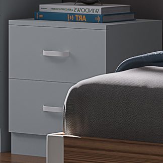 FWStyle Tunis 2 Drawer Bedside Table Matt Grey