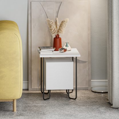 Acres Modern Bedside Table White 40cm Wide - Image 7