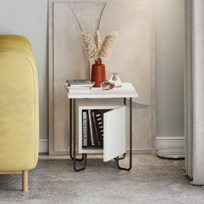 Acres Modern Bedside Table White 40cm Wide - Image 6