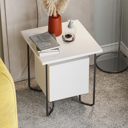 Acres Modern Bedside Table White 40cm Wide - Image 5