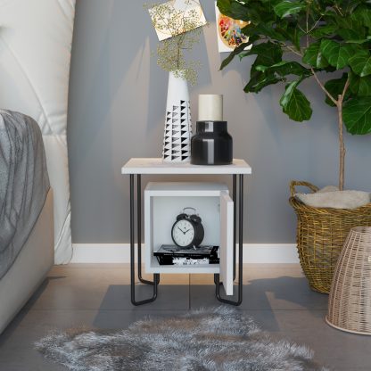 Acres Modern Bedside Table White 40cm Wide - Image 8