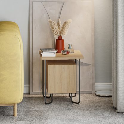Acres Modern Bedside Table Oak 40cm Wide - Image 7