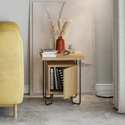 Acres Modern Bedside Table Oak 40cm Wide - Image 6