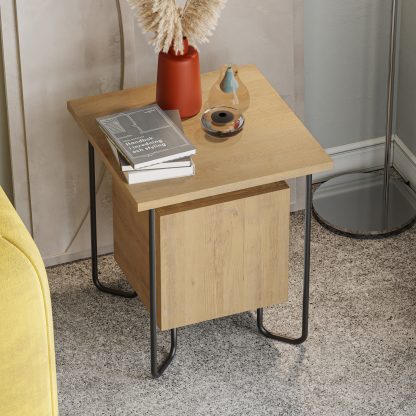 Acres Modern Bedside Table Oak 40cm Wide - Image 5