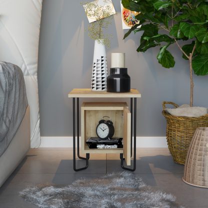 Acres Modern Bedside Table Oak 40cm Wide - Image 8